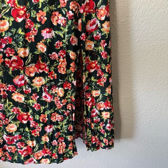 Leith Nordstrom Green & Pink Floral Midi Dress Size Small - Picture 4 of 7